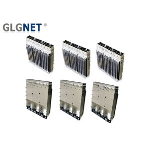 1 x 3 Ganged QSFP28 Cage Used for 100G Ethernet with Heat Sink and Light Pipes