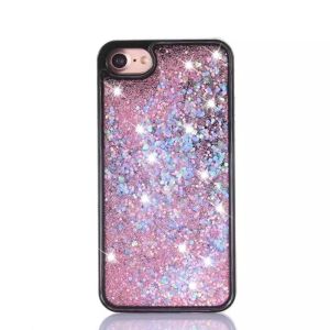 PC+TPU Star Love Sequins Color Mix Glitter Quicksand Black Border Back Cover