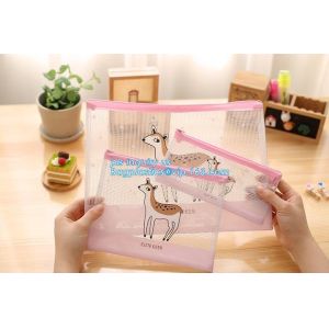 Customized Mesh Pencil Bag A4 Travel Passport Pouch, Zipper Lock Document File