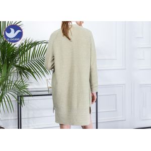 Drop Shoulder Womens Knit Cardigan Sweaters Long Sleeves V Neck With Pockets