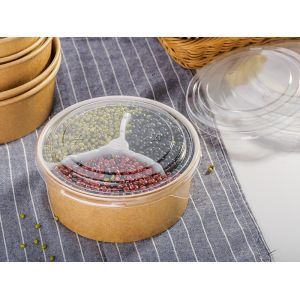 China Eco Friendly Disposable Kraft Bowls With Lids For Noodle / Sushi / Soup 500ml on sale