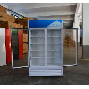 Customized Logo Acceptable 2 Doors Store Drinks Beverage Cooler for Cold