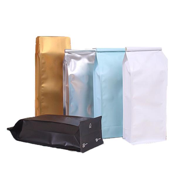 Quality Resealable Recycle Coffee Bean Flat Bottom Gusset Bags wholesale