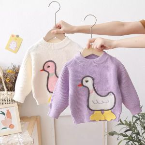 Unisex 1M Children'S Sports Shirts White Long Sleeve Pullover Cartoon Duck
