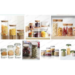 High quality round cylinder glass candy jar crystal glass jar with wood lid