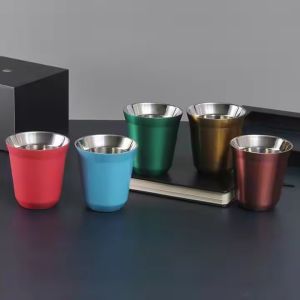 Multi Color 80ml 160ml Custom Stainless Steel Coffee Mugs Small Italian