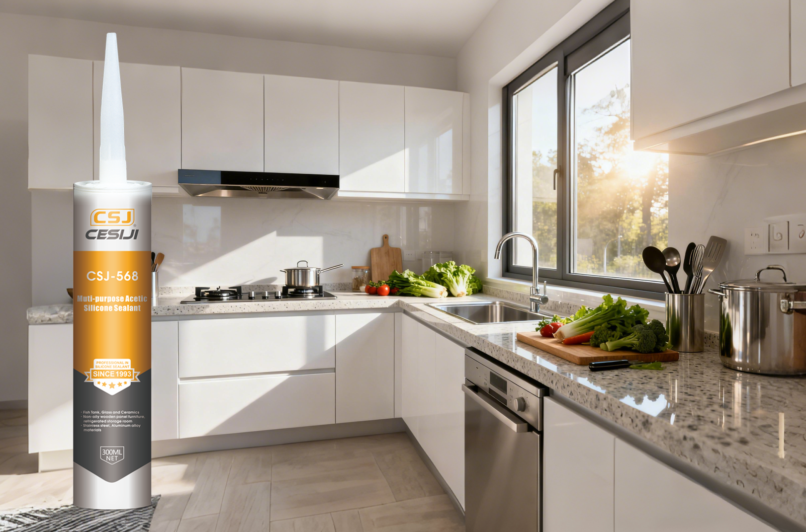 Flexible Acetic Silicone Sealant: 300ML High-Adhesion, Extreme Weatherproof