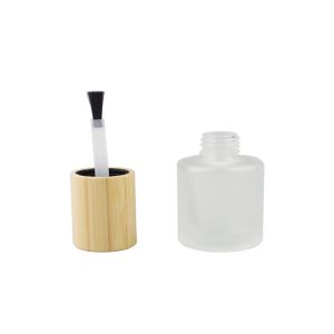 Frost Glass Empty Lotion Jars , Nail Polish Cosmetic Glass Bottles With Bamboo