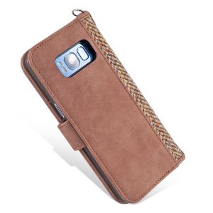 Brown Harris Tweed Phone Case 5.8 Inch Leather Wallet Case For Samsung S8
