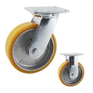 PU 200mm 990lbs Loading Heavy Duty Casters With Aluminum Core
