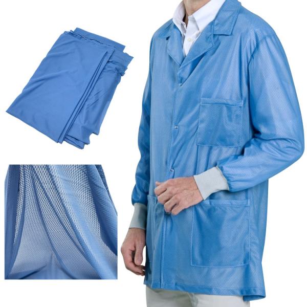 Quality 3mm Diamond Lattice Carbon Grid 145gsm Knitted Anti Static Fabric Blue wholesale