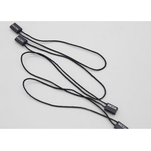 Custom White Foil Logo Black Plastic Tags Small Plastic Hangtags Single End