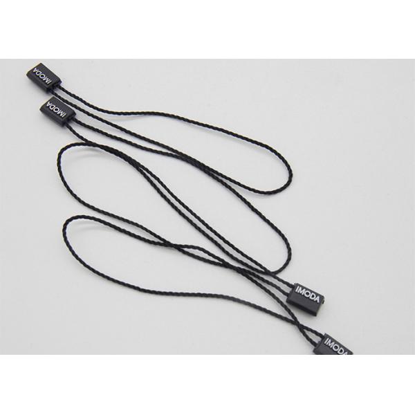 Custom White Foil Logo Black Plastic Tags Small Plastic Hangtags Single End