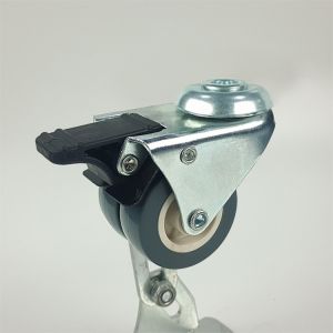 360 Degree Rotating Hole Head 3 Inch Double Locking Casters For Freezer PVC