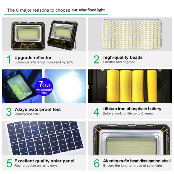 Industrial Waterproof Solar Floodlight Led IP65 Outdoor Portable Telescopic 200W