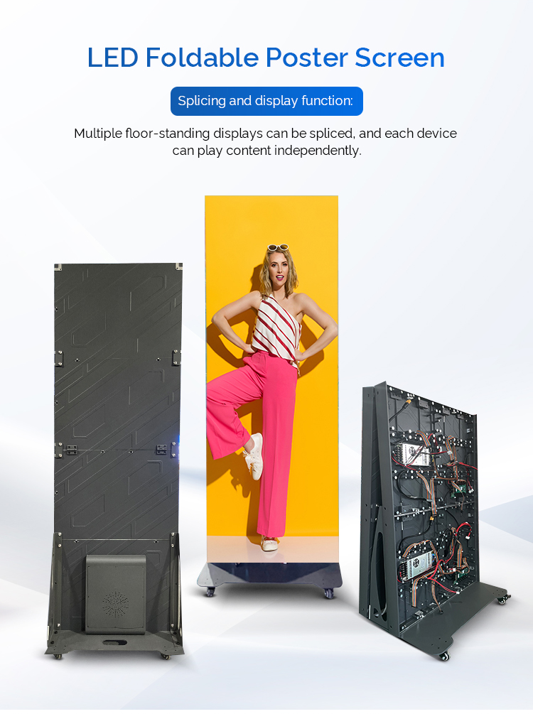 Professional Customized Folding Digital Advertising LED Poster Display Screen for Shopping Mall