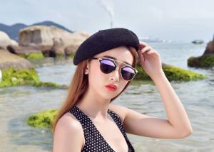 China Printing Technic Winter Custom Personalized Hats , Women White Black Wool Beret Hat on sale
