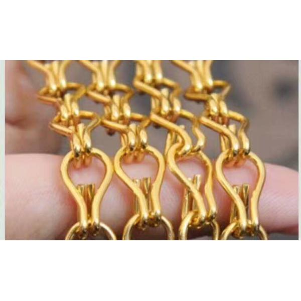 Quality Gold Color Fly Screen Chain Curtain No Rust With 1.6mm / 2.0mm Wire Diameter wholesale