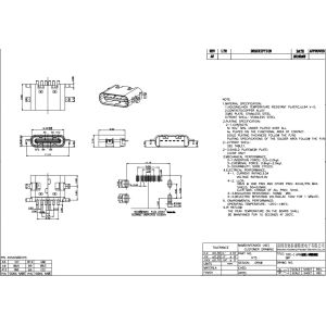 6 Pin USB Type C Connectors Socket PCB Sinking Plate Female 0.8MM 3.1mm