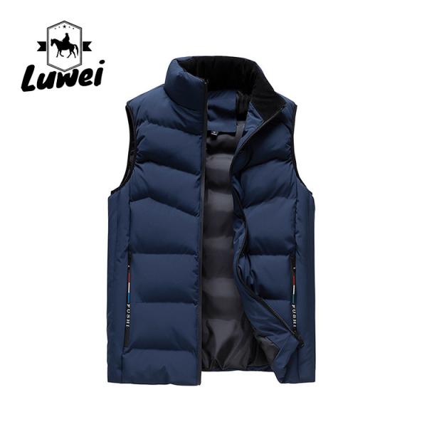 Customized Design Solid Warm Outwear Zip Sleeveless Utility Slim Cotton Quilted