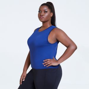 Navy Dry Fit Back Hollow Out Tank Top Plus Size Workout Tanks 260g