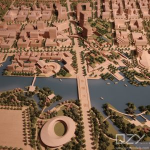 Architectural Wood Scale Model Aecom 1:1000 Beijing Jinzhan Urban Planning