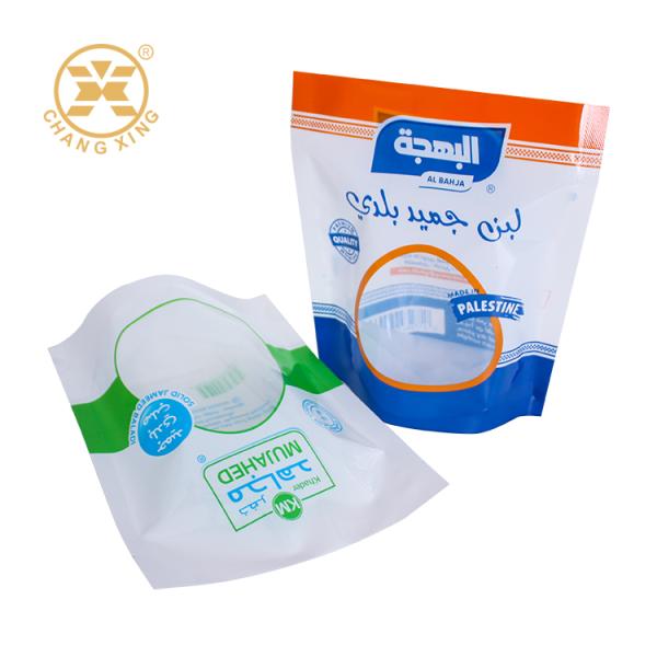 Quality OEM Custom Logo Design Printed Plastic Stand up Pouch with Clear Window Rice Flour Bean Nuts Packing Doypack Pouch with Zipper wholesale