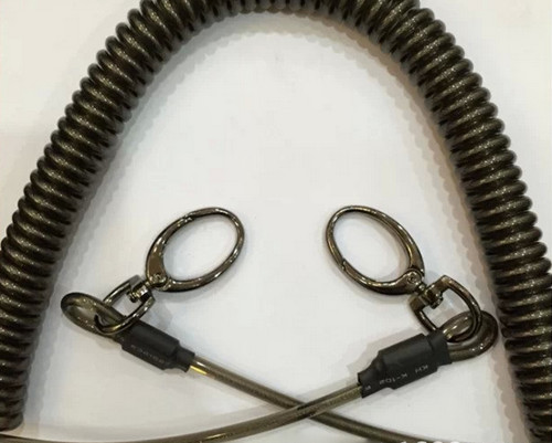 Quality Heavy duty spiral coil lanyard quick realease stainless steel wire w/egg hooks on each end wholesale