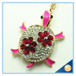 China Promotional Custom Tortoise Rhinestone Metal Key Chain Trinket Women bag Charm Pendant on sale