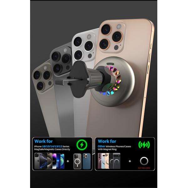 Starry Sky Light Magnetic Car Wireless Charging Bracket Built-In Silent Cooling Fan CD Pattern Lenses High-End Metal Frame