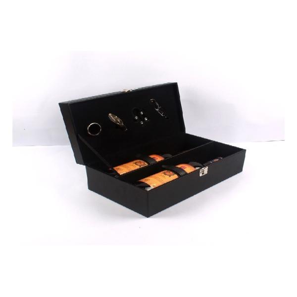 Quality Custom Luxury Wooden Wine Box Pu Leather Material ISO9001 2008 Certification wholesale