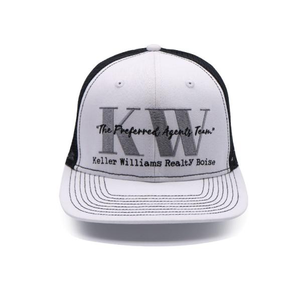 Quality Charcoal White Mesh Back 5 Panel Trucker Cap Female Snapback Hat wholesale