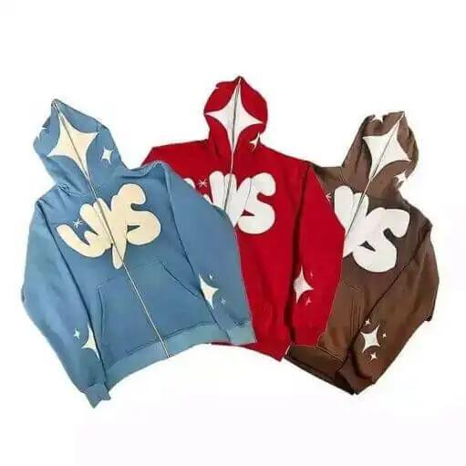 Quality 100% Cotton Y2K Custom Zipup Puff Print 3D Foam Fleece Blank Men′s Fullzip Oversized Zipped Zipper Full Zip up Hoodie