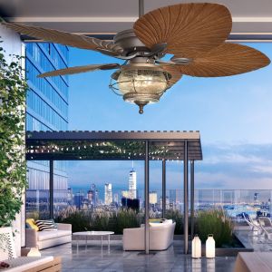 52 Inches Waterproof Ceiling Fan With Light 5 ABS Blades Weather Proof Ceiling