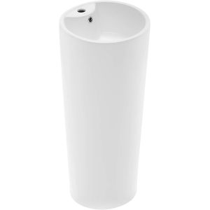 1.75'' Drain Glossy White Ceramic Pedestal Bathroom Sinks With Chrome Finish