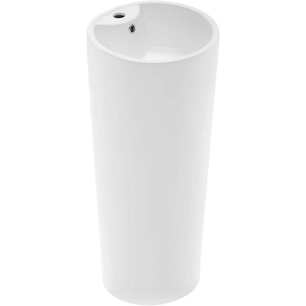 Quality Glossy White Ceramic Pedestal Bathroom Sinks With Chrome Finish Overflow wholesale