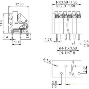 3.50mm Pitch Screwless Spring Clamp Terminal Blocks Jointable