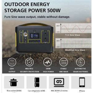 500W Portable Power Station Solar Generator Backup Battery Pack with 220V 110V