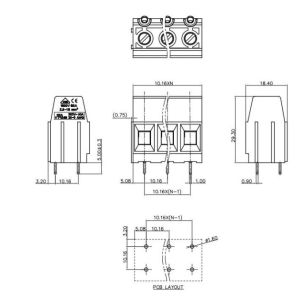 Terminal blocks for printed circuit boards, 10.16MM PITCH Degson DG136 CONNECTOR