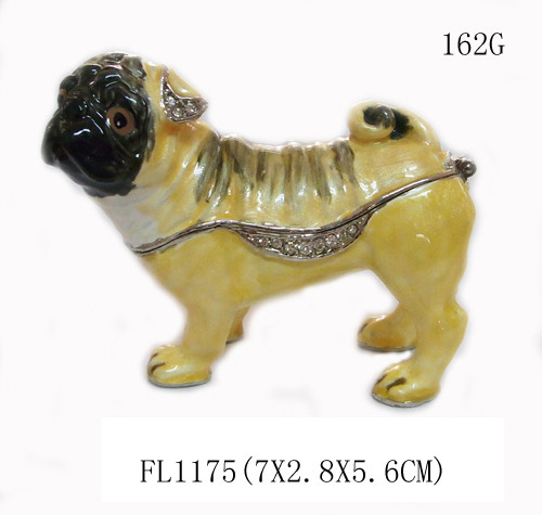 gold plated dog with crystal charm animail trinket boxes wholesale