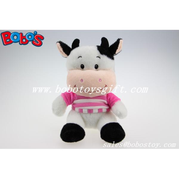 Quality High Quanlity Plush Cow Toy With Baby Smile Face And Pink T-shirt wholesale