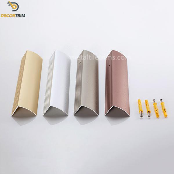 Quality Aluminum Bullnose Edge Trim , Tile Step Edging Strip Screw Install wholesale
