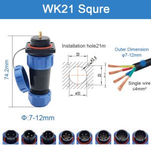 Wk21 Threaded Plug Socket Waterproof Connector Inline Mount Wire Cable Coupler