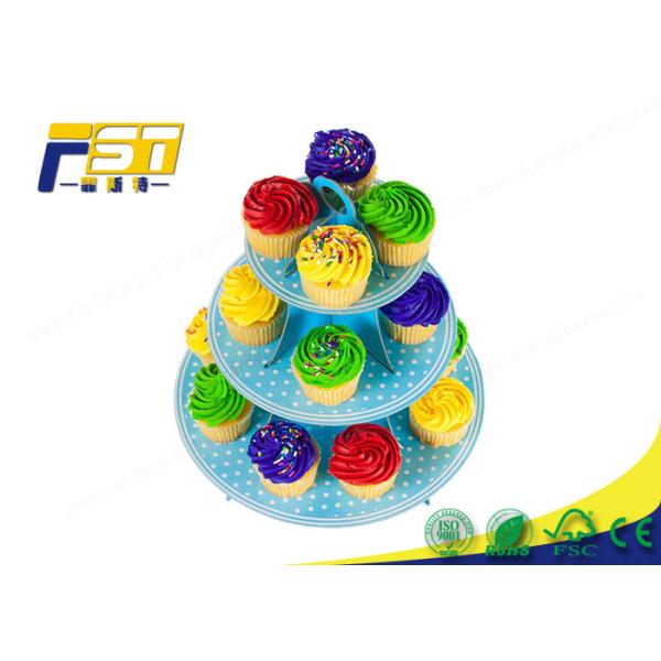 3 Tiered Cardboard Cupcake Stand , Colorful Cardboard Wedding Cake Stand SGS