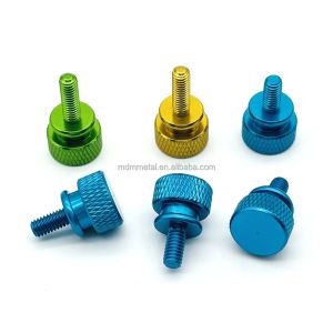 Cheap Colorful Custom Screw Machining CNC Spare Parts Hardened Metals M3 Knurled Hand Drive Screws for sale