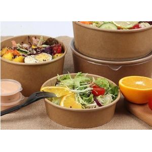 Recyclable Paper Soup Bowls , Custom Hot & Cold Paper Salad Containers