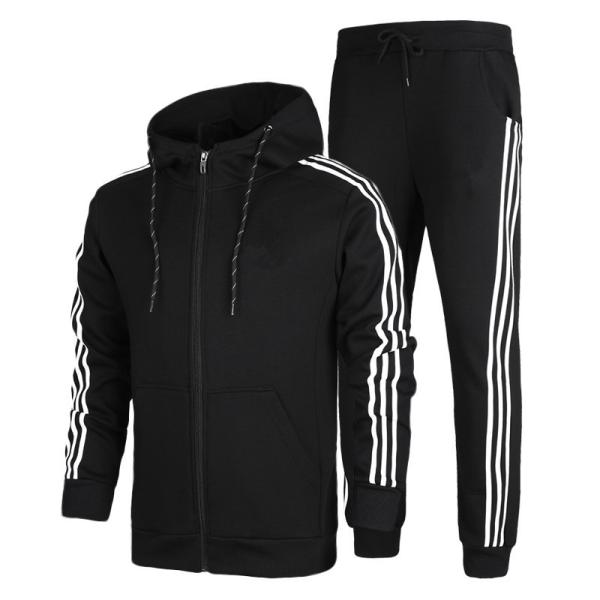 Quality OEM high quality cotton tracksuit men with strip wholesale