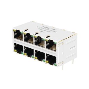 Cheap XFMRC XFGIGH-STKVDYG8-4 Compatible LINK-PP LPJG47561ADNL 10/100/1000 Base-T 10p10c Yellow/Green LED 2x4 Port Cat6 RJ45 connector for sale