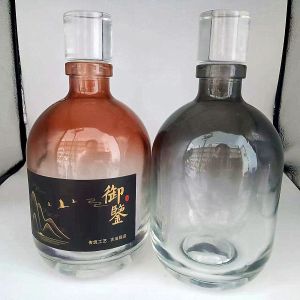 Glass Collar Round 500ml Vodka Bottle for Customized Production and Sale
