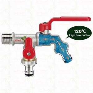 Unique Design Innovative Shape Double Outlet Faucet With Red Aluminum Handle 1/2